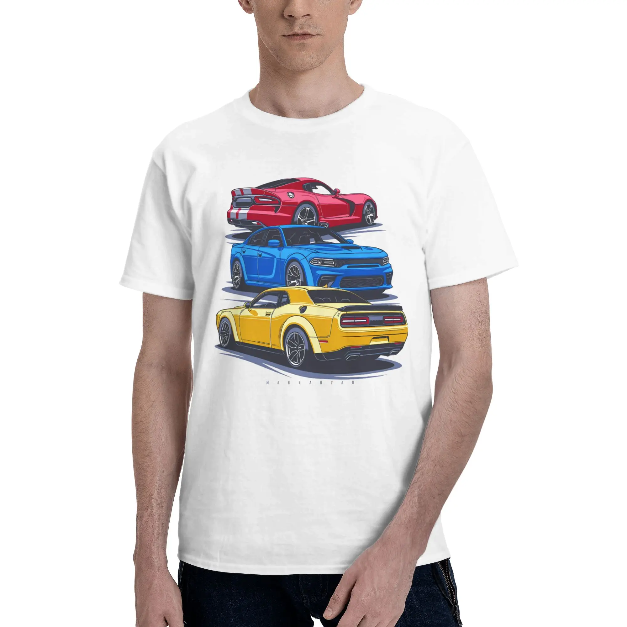 American Muscle Crew Viper Charger Challenger Full Of Cotton Feeling Reversible T-shirt Casual Youthful Feeling Shirt