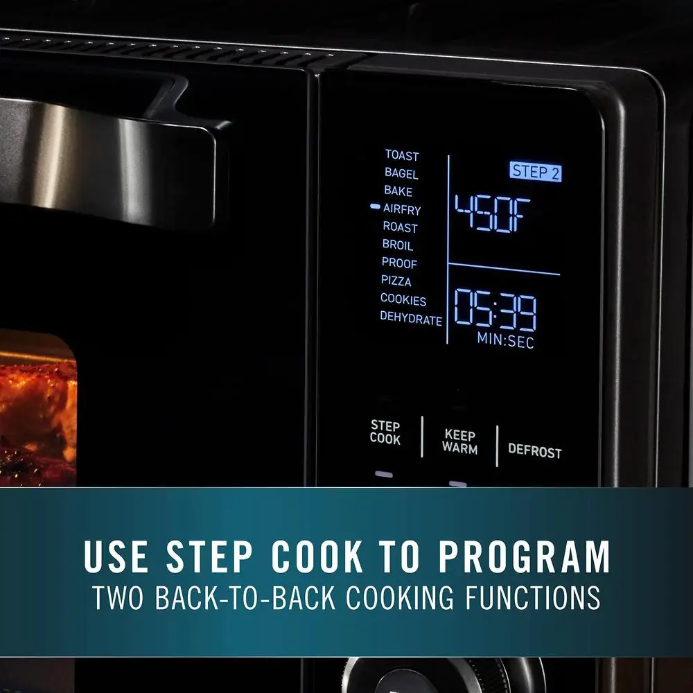 11-in-1 Air Fryer Oven Toaster Oven Combo Quartz Heat Turbo Convection Cool Touch Touchscreen Cooking Functions Pizza Baking Pan