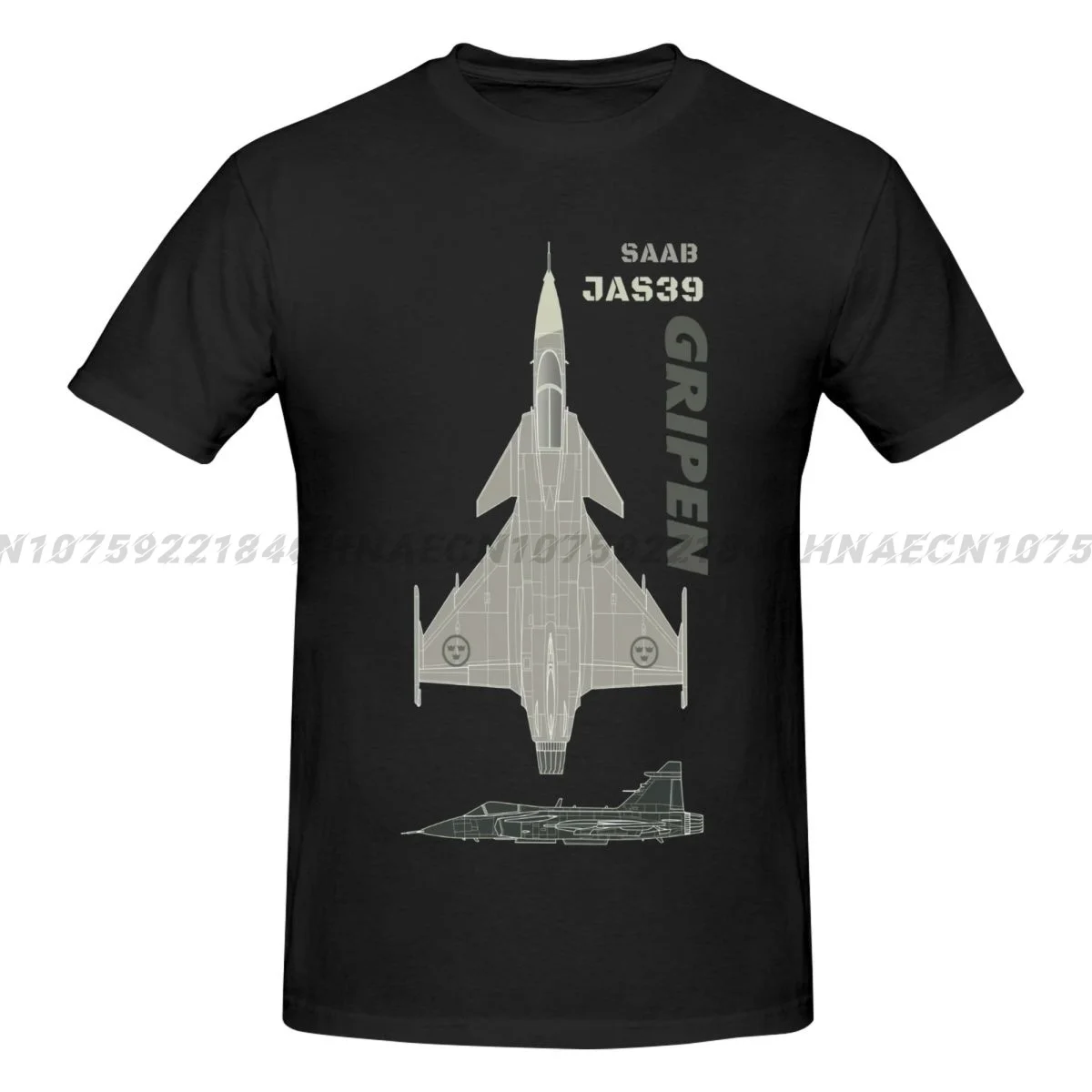 Attack Aircraft Themed Saab JAS 39 Gripen Fighter T-Shirt 100% Cotton O-Neck Summer Short Sleeve Casual Mens T-shirt Size S-3XL