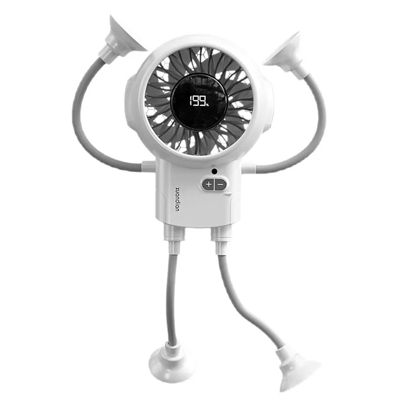 2026 Summer New Smart Digital Outdoor High-Speed Fan, Cute Cartoon Robot Baby Desktop Mini Fan