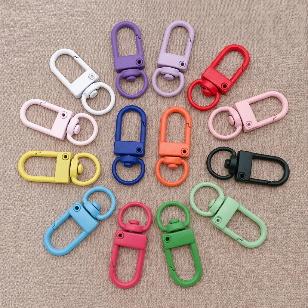 20pcs 32x12mm Keyring Lobster Clasp Spring Buckle With Chains Colored Keychains For DIY Jewelry Making Key Ring Hooks BagsBuckle image 4