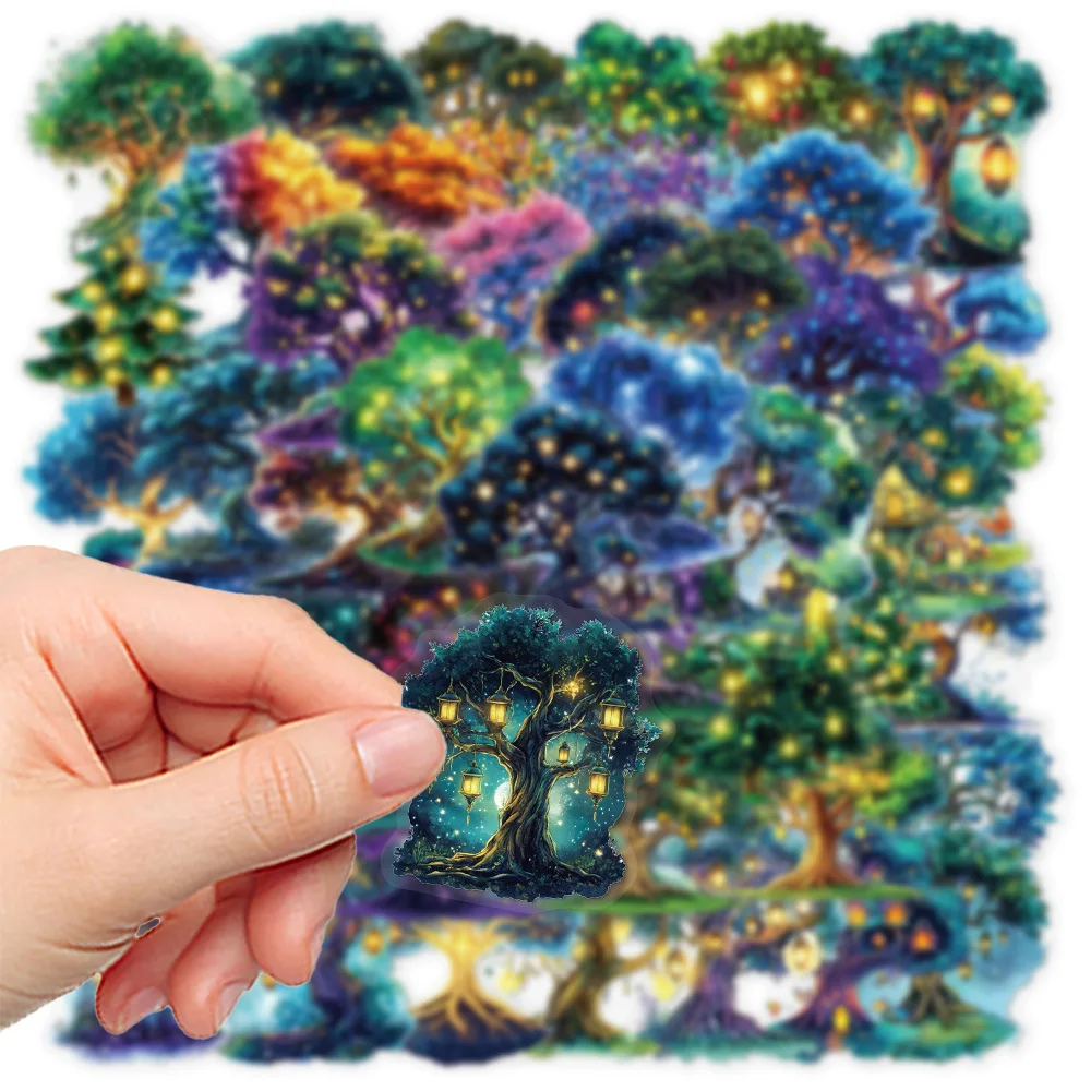 

10/50PCS Transparent Stickers Plant Graffiti Decoration Magic Style Tree Cartoon Decals DIY Kids Toys Laptop Guitar Bike