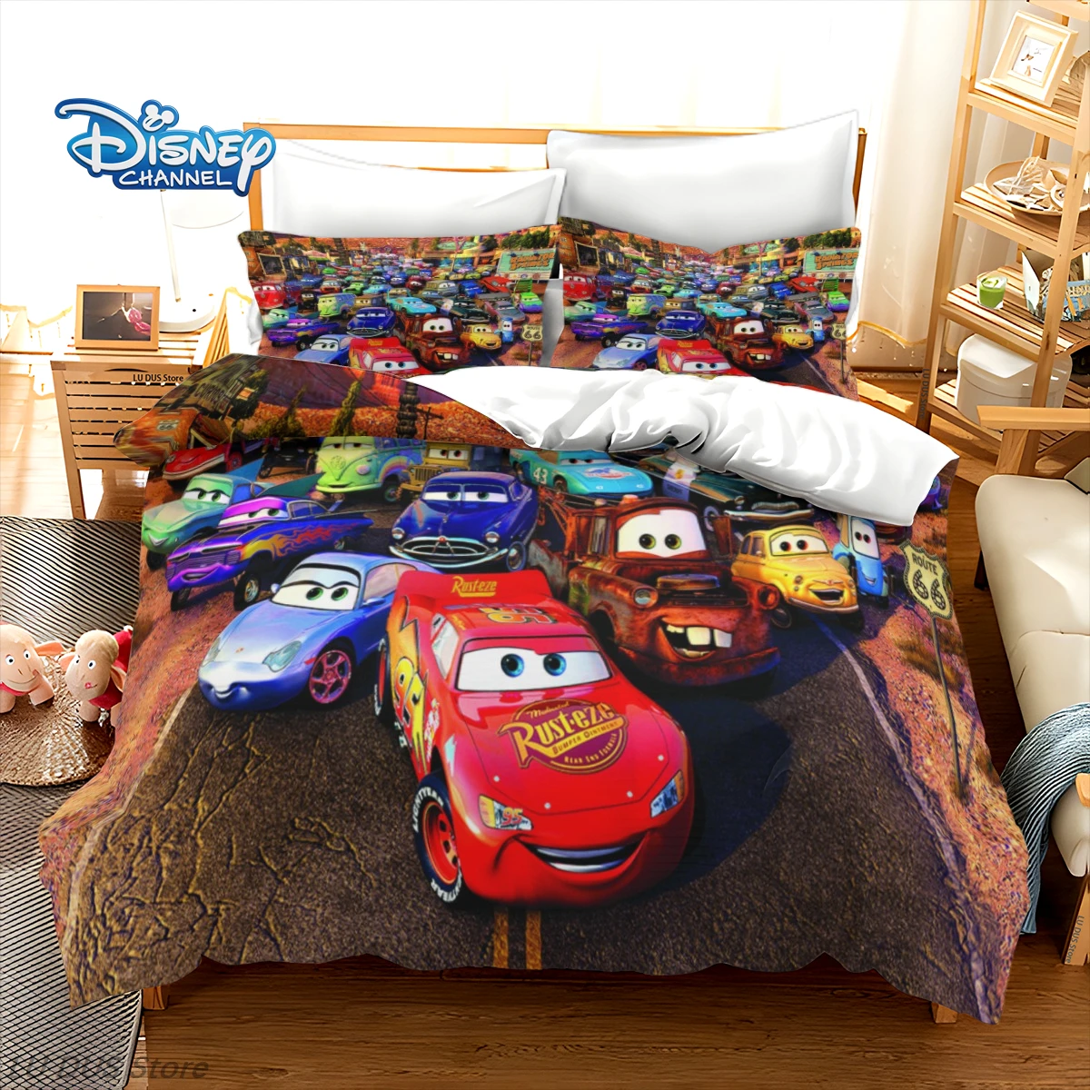 

Disney Lightning McQueen Bedding Set 3Pcs Cartoon Cars Duvet Cover Set Kids Boys Bedroom Decor Comforter Cover 3D Anime Gift