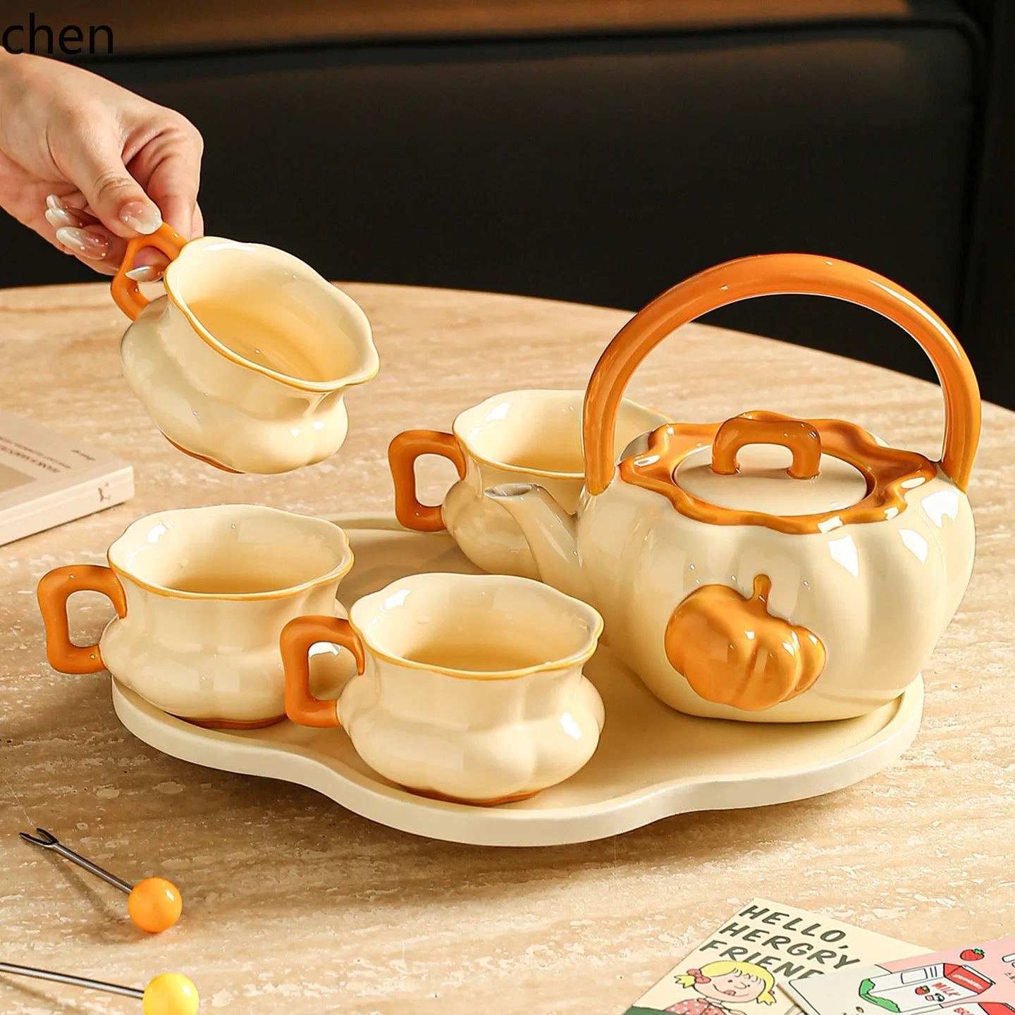 Zml ceramic tea set - perfect for home afternoon tea, includes teapot, and gift box - stylish and ideal for housewarming gifts