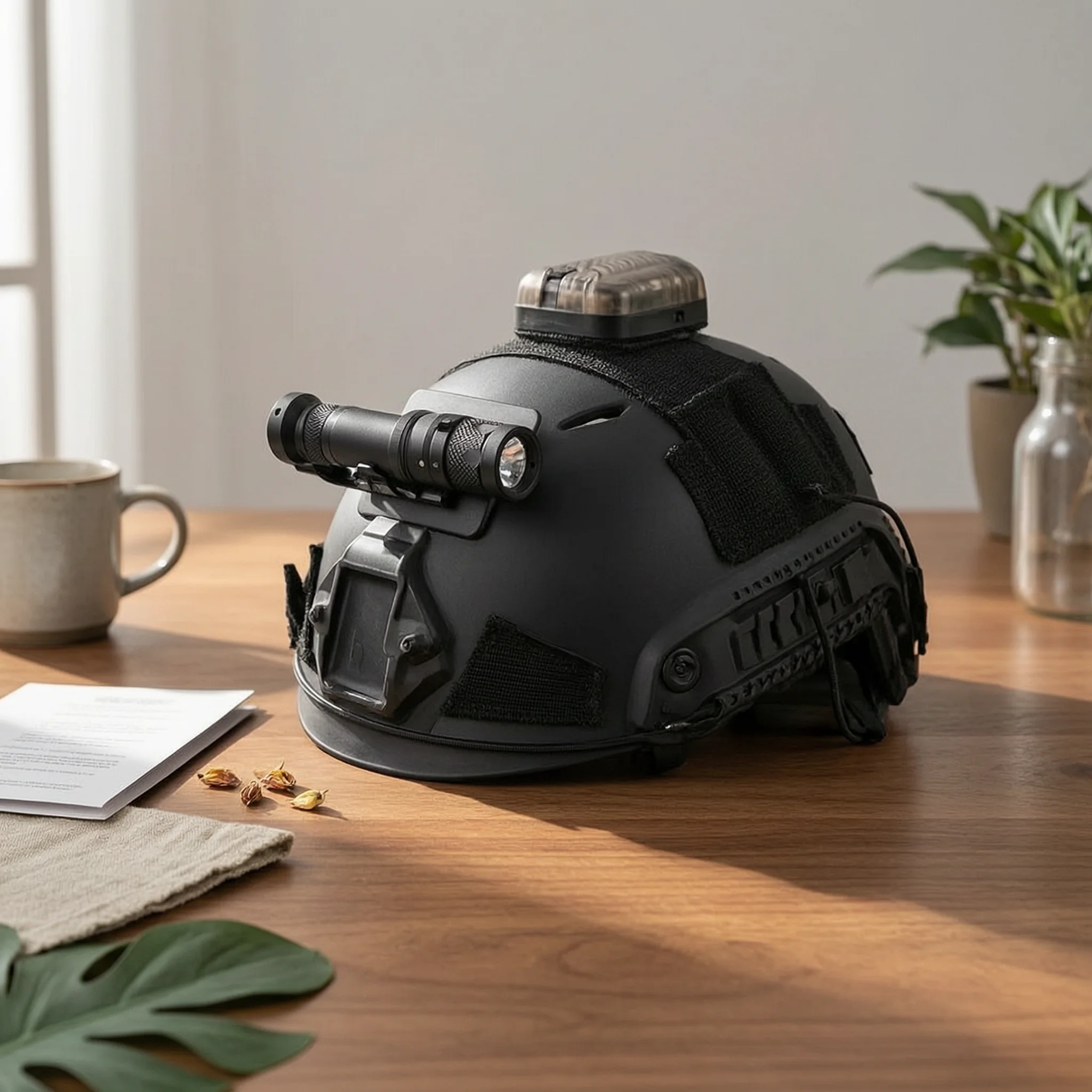 Helmet Flashlight Mounting Plate Easy to Install Helmet Hook-and-Loop Light Mount Modular Torch Mount Hands-Hands-Free Lighting