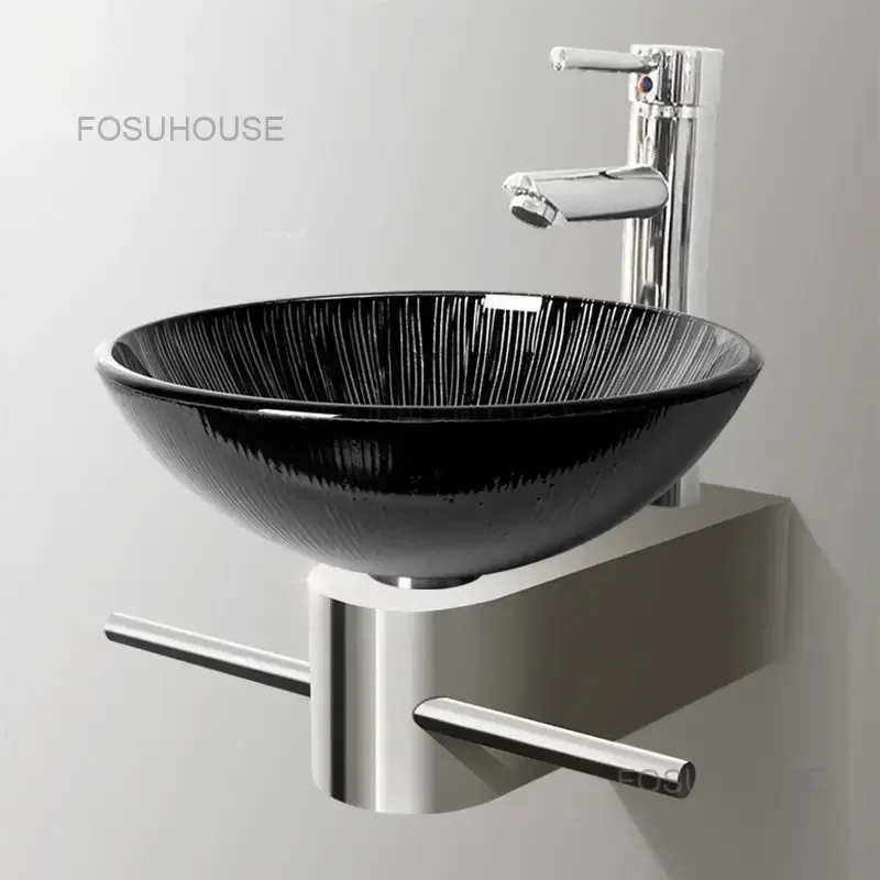Stainless Steel Support Bathroom Sinks washbasin Bathroom fixtures Wall Hanging Washing Basin On Stage Combined Washing Sinks Y