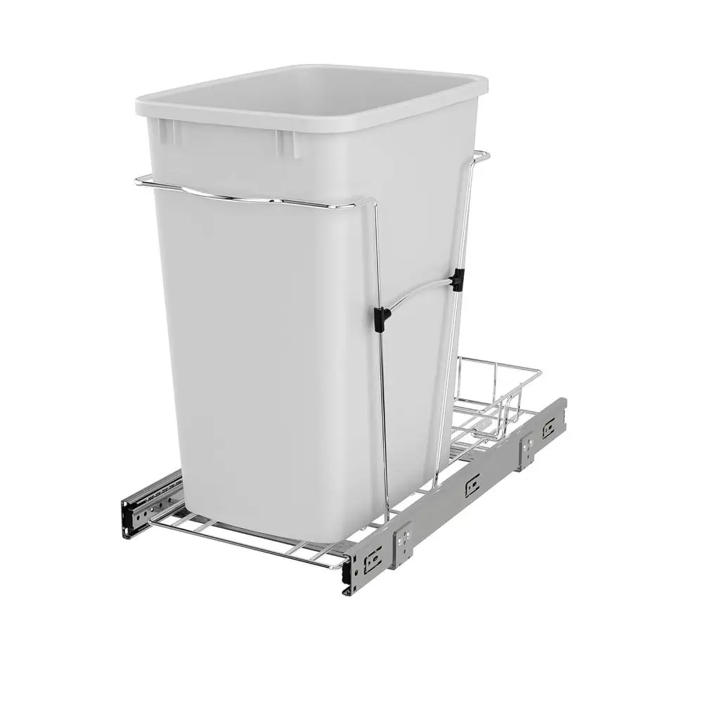 

35-Quart Pullout Trash Can with Full Extension Slides, White