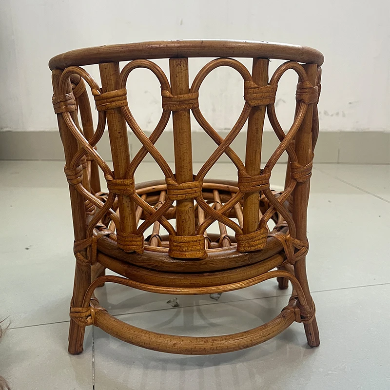 Móveis para fotografia de bebês, cadeira redonda retrô de rattan, feita à mão, cesta de bebê, almofada de lã, estúdio fotográfico, adereços