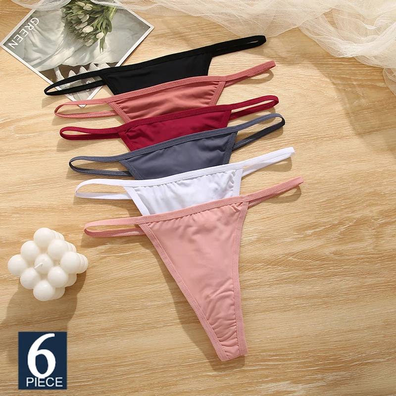 FINETOO 6 Pz/set Donne Sexy G-String Mutandine A Vita Bassa Intimo Lingerie Mutande Femminili Cotone Cavallo T-back Pantys Perizoma