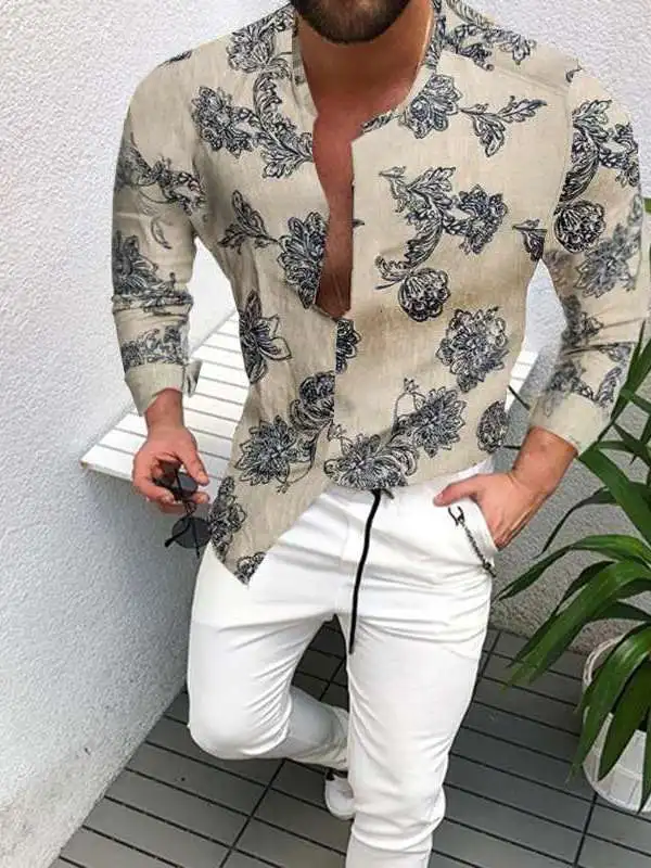 

Мужская осенняя свободная рубашка с длинным рукавом в литературном стиле, повседневная, для среднего возраста, утепленная, Cleanfit Sle