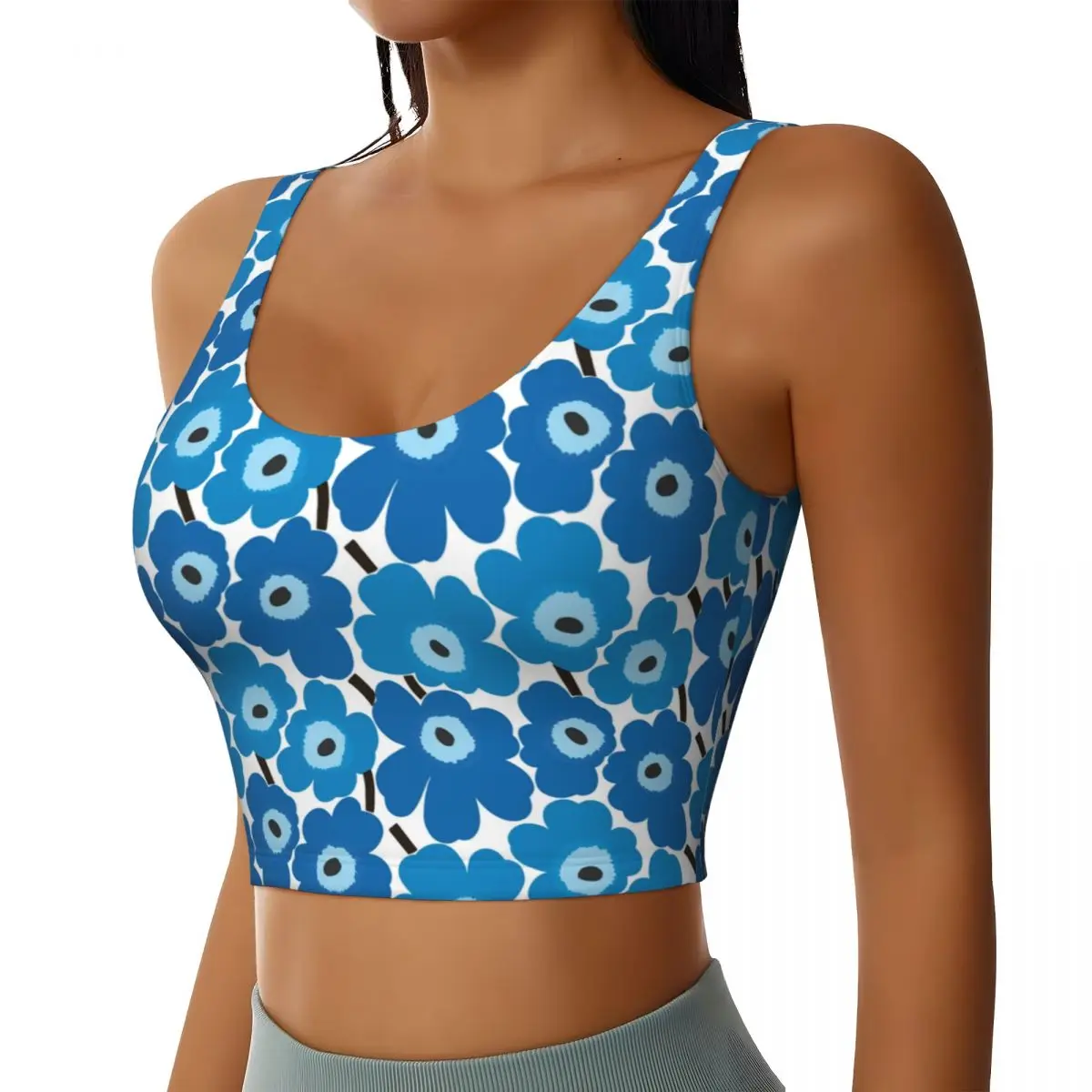 Custom Little Poppy Print Sports Bra for Women Fashion Modern Style High Impact Workout Yoga Crop Top