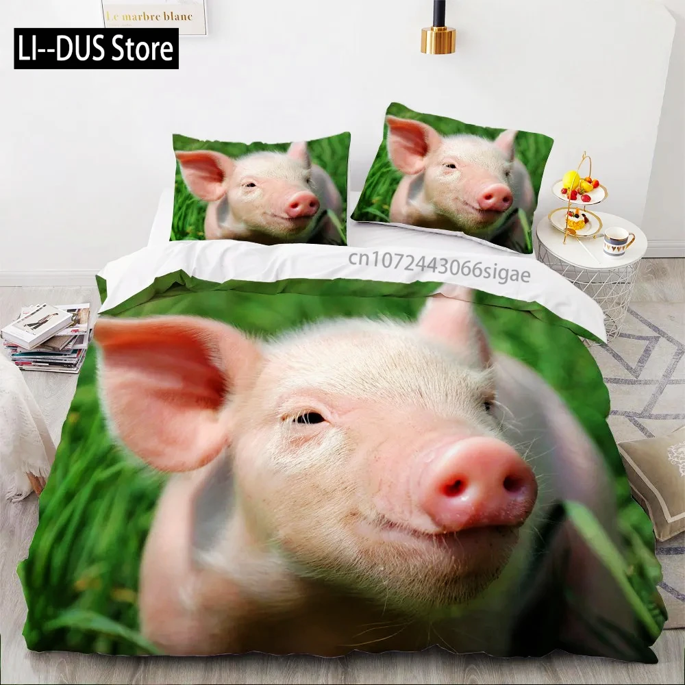 

3D Cute Animal Bedding Set Gray Duvet Quilt Cover Set Comforter Bed Linen Pillowcase Design Home Textile King Queen Size