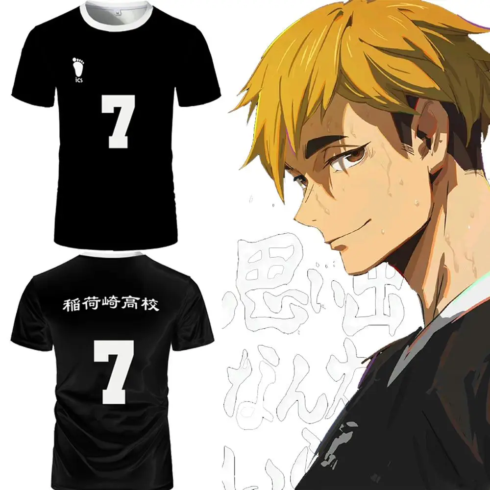 

Brand New Haikyuu Anime T-shirt Inarizaki High School Volleyball Team Uniform Role-playing Atsumu Miya Sports Round Neck Top