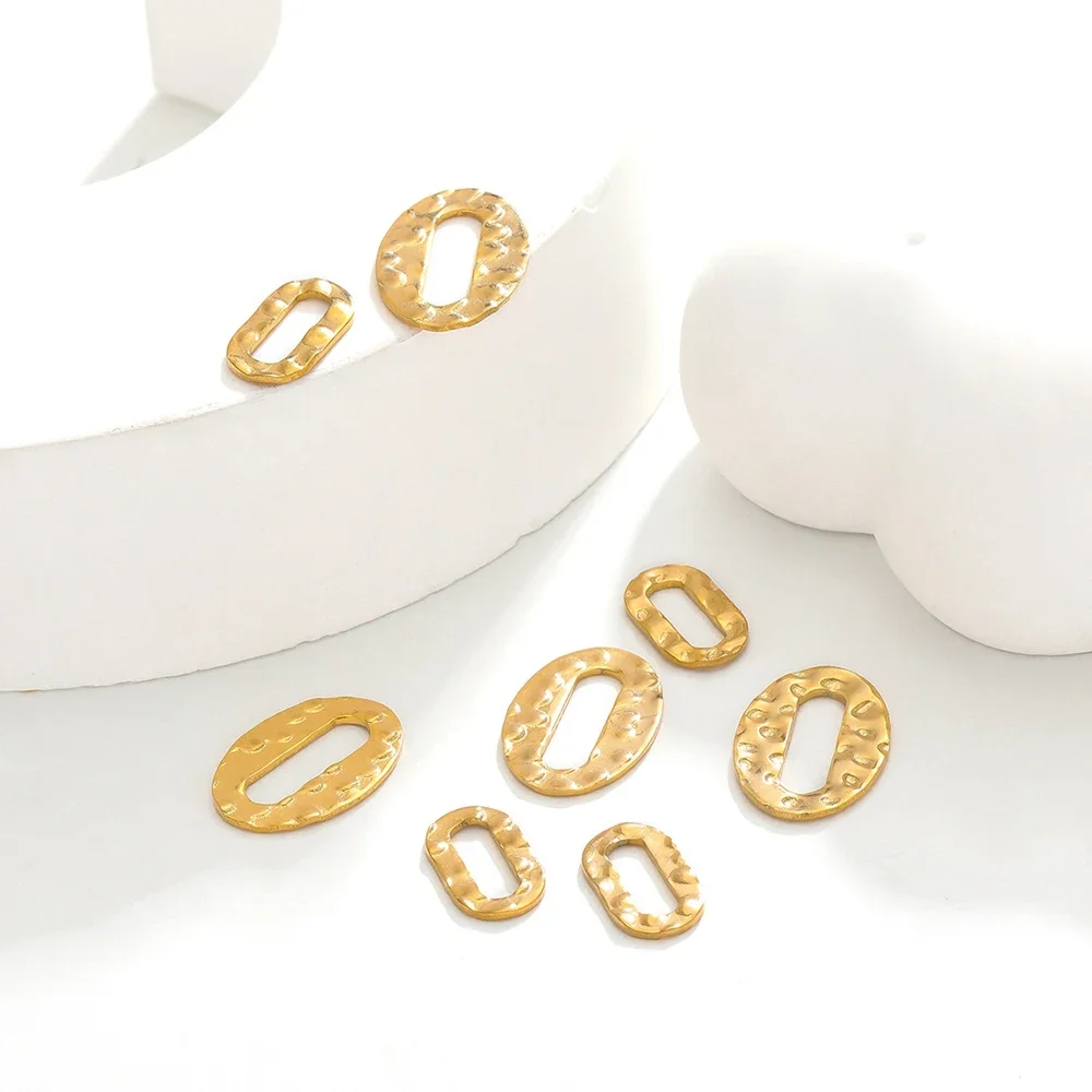 20pcs Stainless Steel Gold Hollow Oval Charm Connectors for DIY Exquisite Jewelry Earrings Necklace Accessories Making Supplies