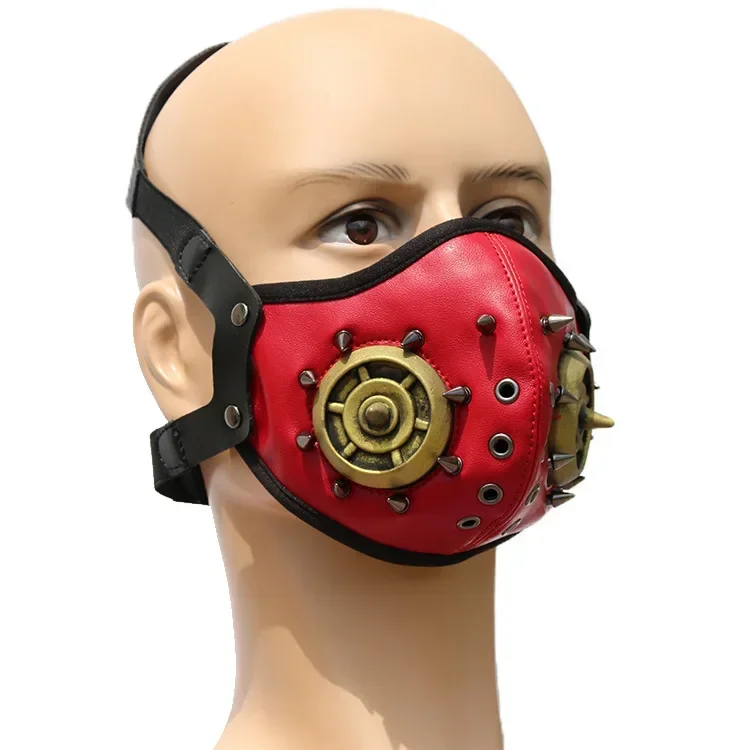 

New Cyberpunk Mechanical Masks Halloween Half Face Mask Funny Creative Rivet Mask Mechanical Mask Cyberpunk Cosplay Masque