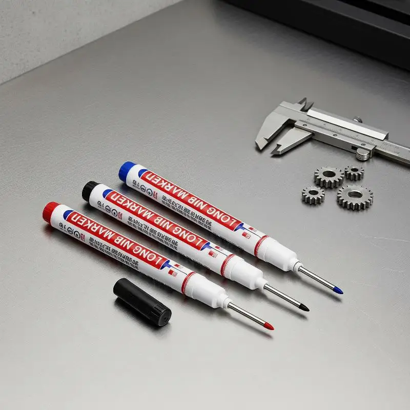 4Pcs/Set 20mm Waterproof Long Head Markers Deep Hole Marker Pen For Metal Carpenter Red/Black/Blue/Green Ink Woodworking Tools