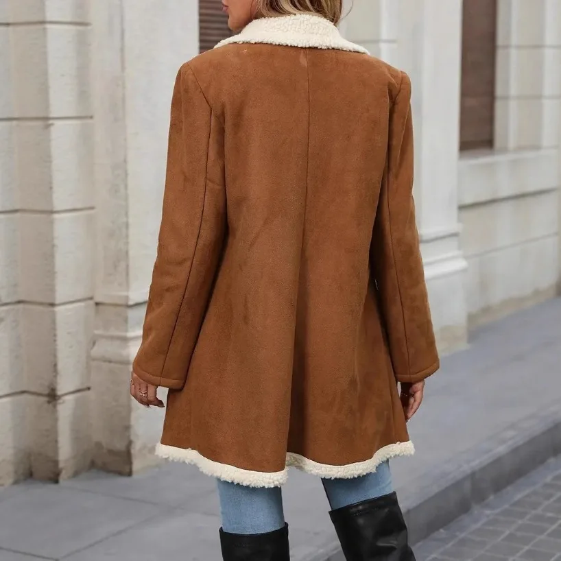 2025 Autumn and Winter New Women's Fleece Medium Long Woolen Casual Warm Jacket