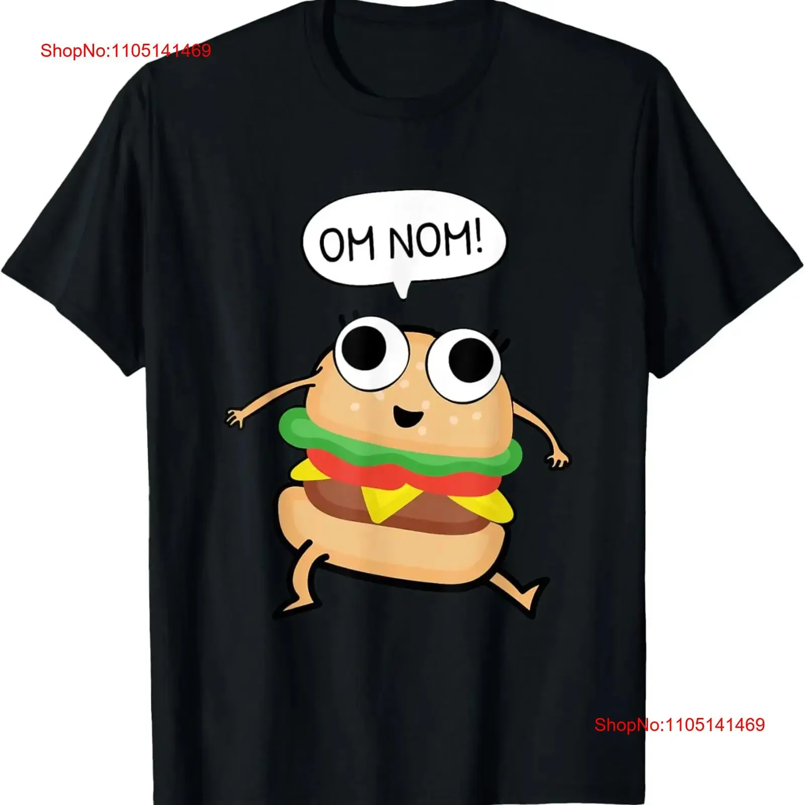تي شيرت لطيف Om Nom Burger تي شيرت عتيق مغسول للجنسين للارتداء اليومي ملابس مصممة على الموضة ملابس خروج متعددة الاستخدامات #1