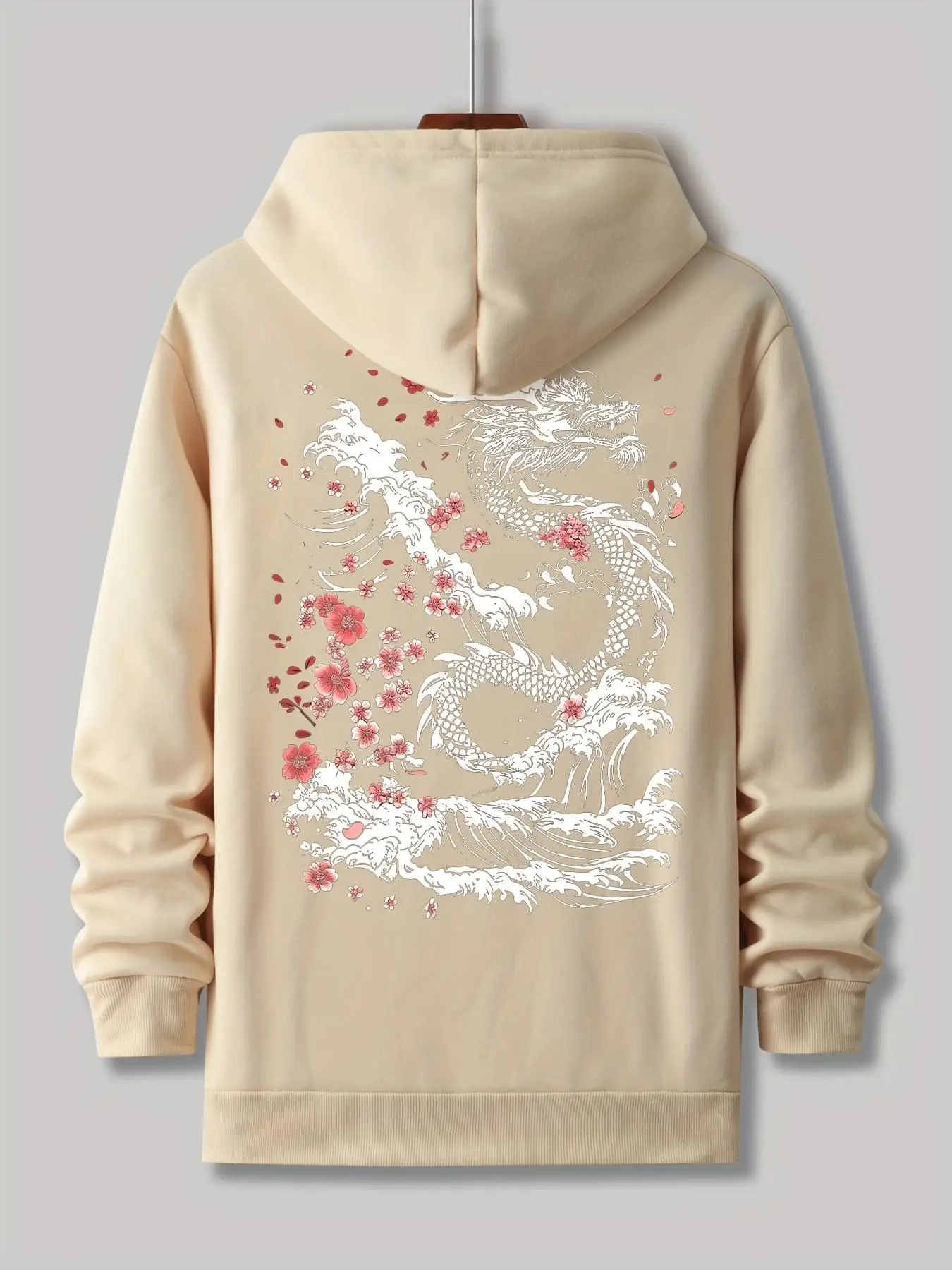 Exquisite floral dragon-patterned printed men's trendy retro glamorous fashionableY2Ktyle daily casual sports hooded sweatshirt.