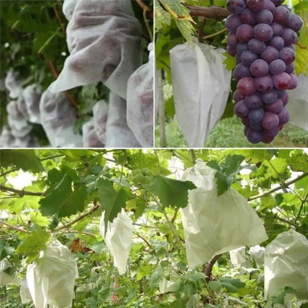 100Pcs Grapes Fruit Grow Bags Netting Mesh For Strawberry Vegetable Plant Protection Gift Organza Bags Anti-Bird Garden Tools