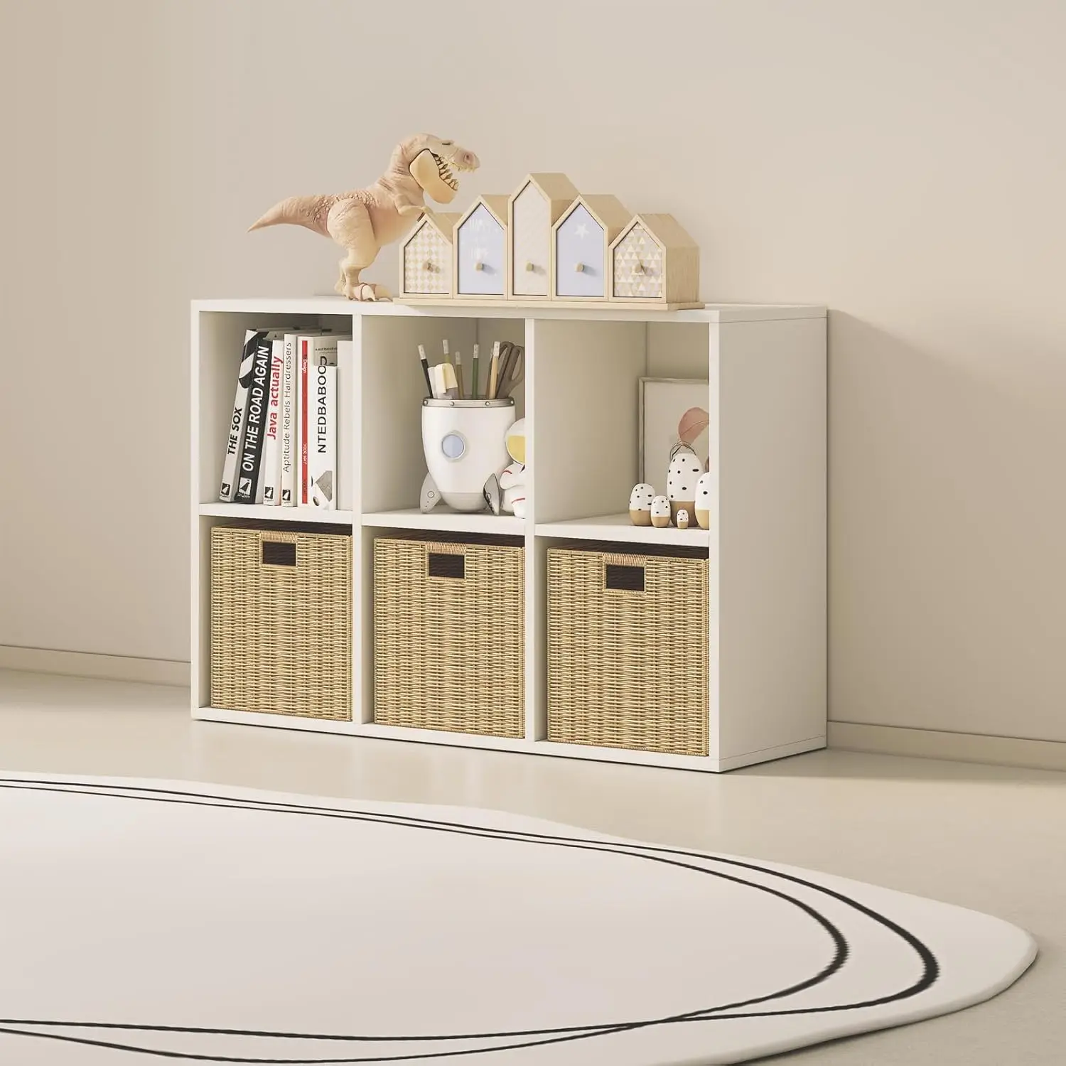 

6-Cube Wood Storage Organizer, Open Bookshelf for Living Room, Bedroom, Home Office, White
