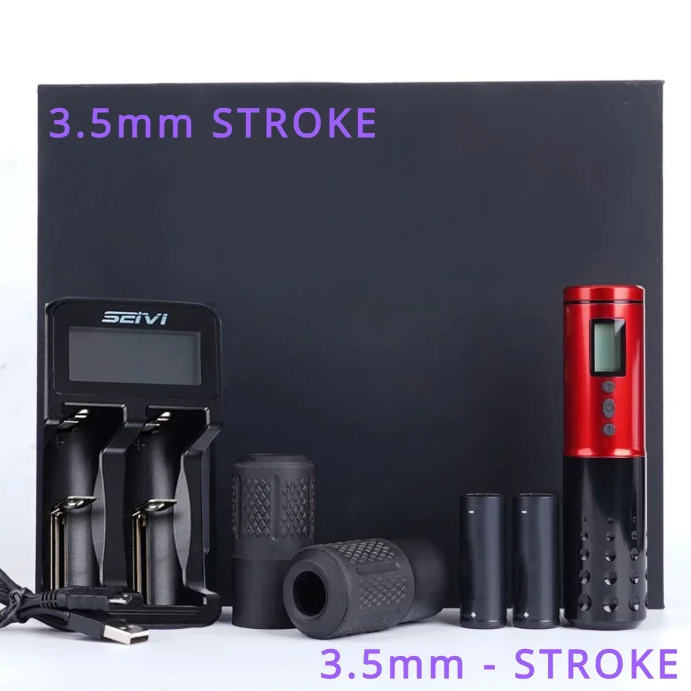 3.5mm Stroke Wireless Rotary Tattoo Pen Machine Two Disposable Batteries Two Disposable Grips Art Home