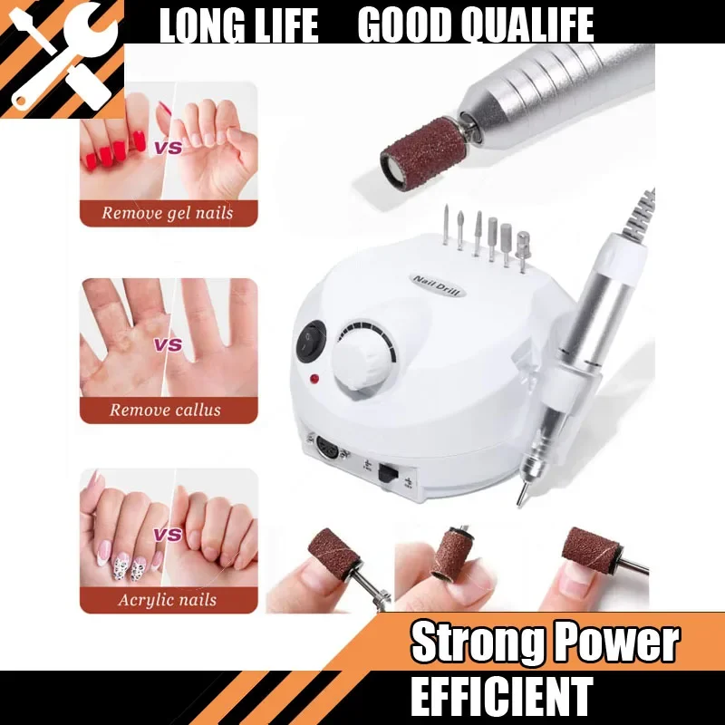 

35000RPM Electric Nail Drill Machine Tool Cutter Set Nail Gel Polisher Nail Tools Salon Equipment Strong Polishing Nail File