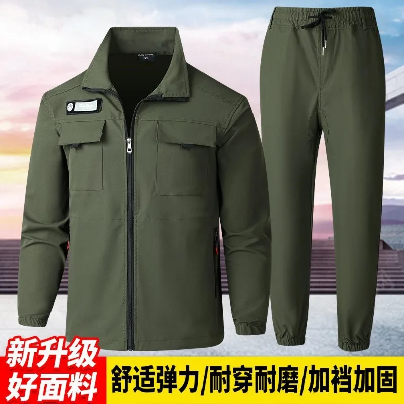 Men Spring Autumn Stretch Work Suit Lightweight Wear Resistant Dirty Resistant Outdoor Casual Uniform for Workshop Site Working