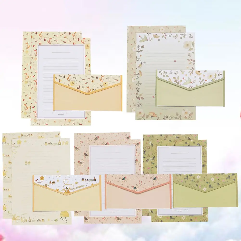 5 Sets Floral Envelopes Letter Letter Paper With Envelopes Paper Elegant Stationery Gifts Writing Invitations Thank Notes