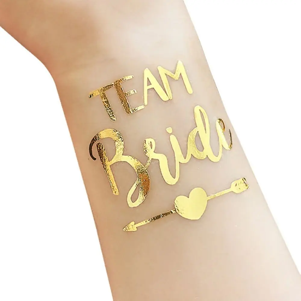 

Golden Party Tattoo Stickers Waterproof Temporary Hot Stamping Sticker Exquisite Creative Wedding Bride Stickers Team Bride