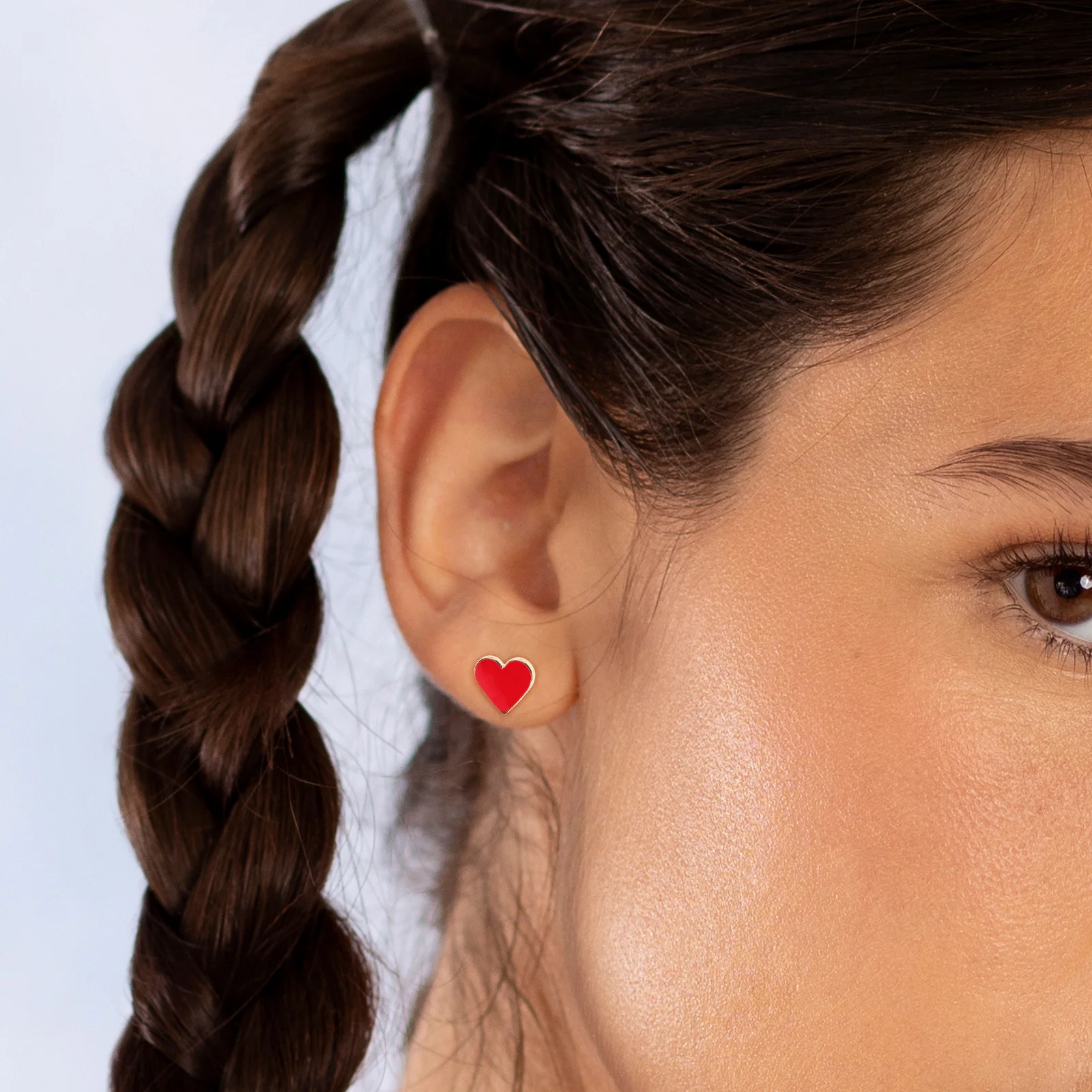 1Pair Red Heart Heart Shaped Earrings Studs Lightweight Stylish Jewelry for Women Daily Party Wear