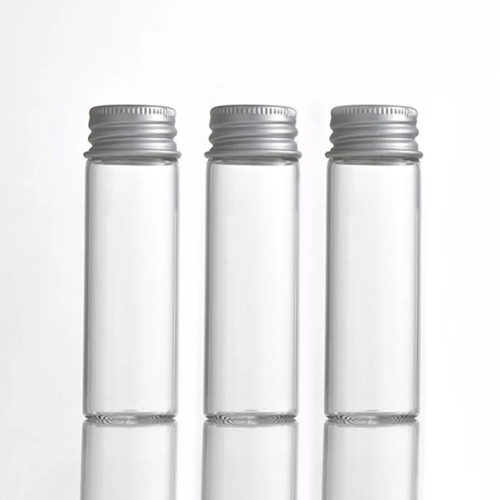 50Pcs Glass Bottles Aluminum Screw Caps Leakproof Mini Jars Sample Containers Small Glass Storage Vials Bottle with Cap