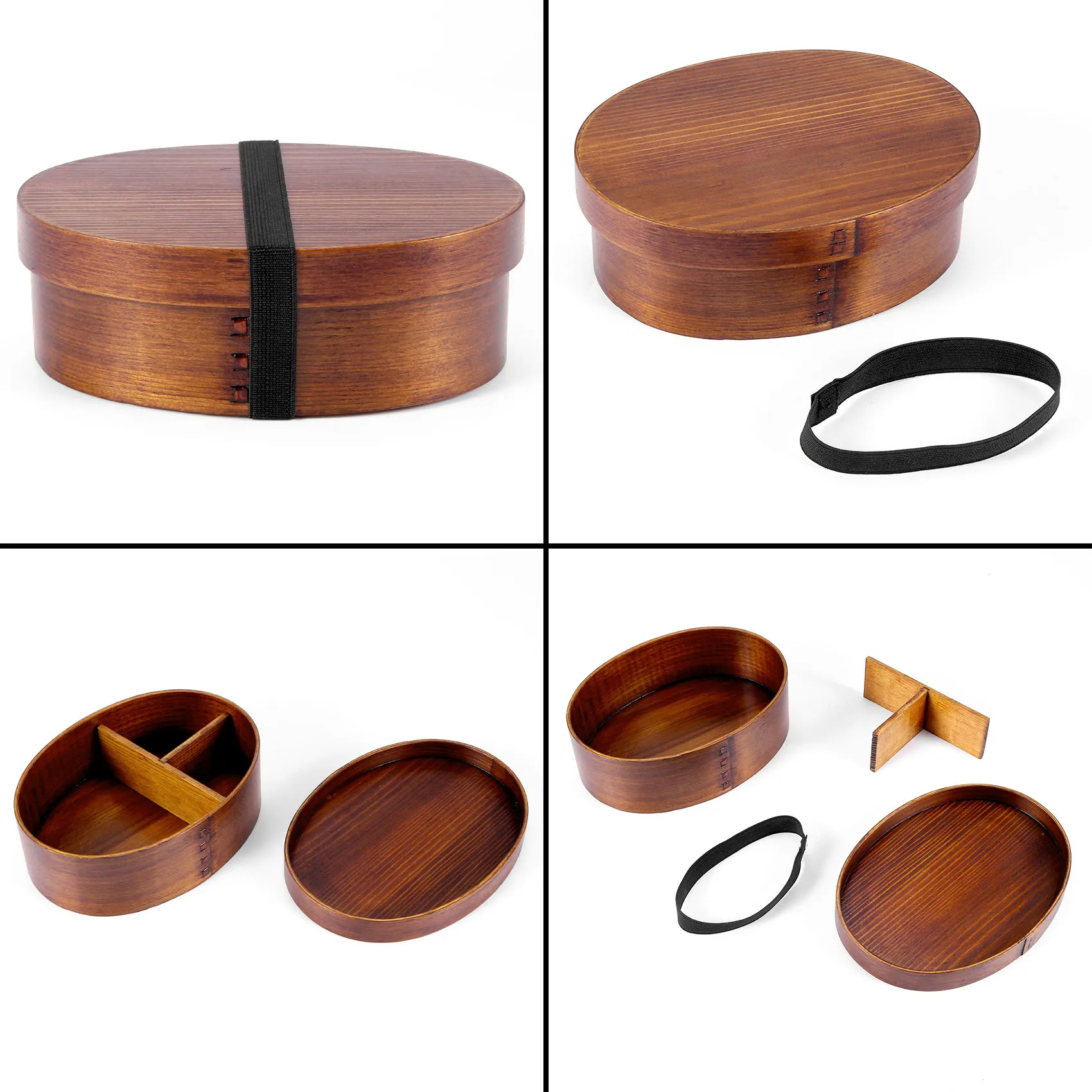 

A68G-Wooden Lunch Boxs Food Containers Japanese Style Bento Lunchbox For Children School Dinnerware Bowl Boxes Travel Organizer