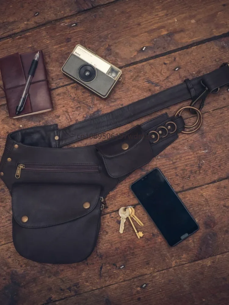 

OA Multi-Pocket Unisex Small Messenger Mochila Bag Medieval Retro Outdoor Sports Waist Pack Motorcycle Style Prop Hip Bag New