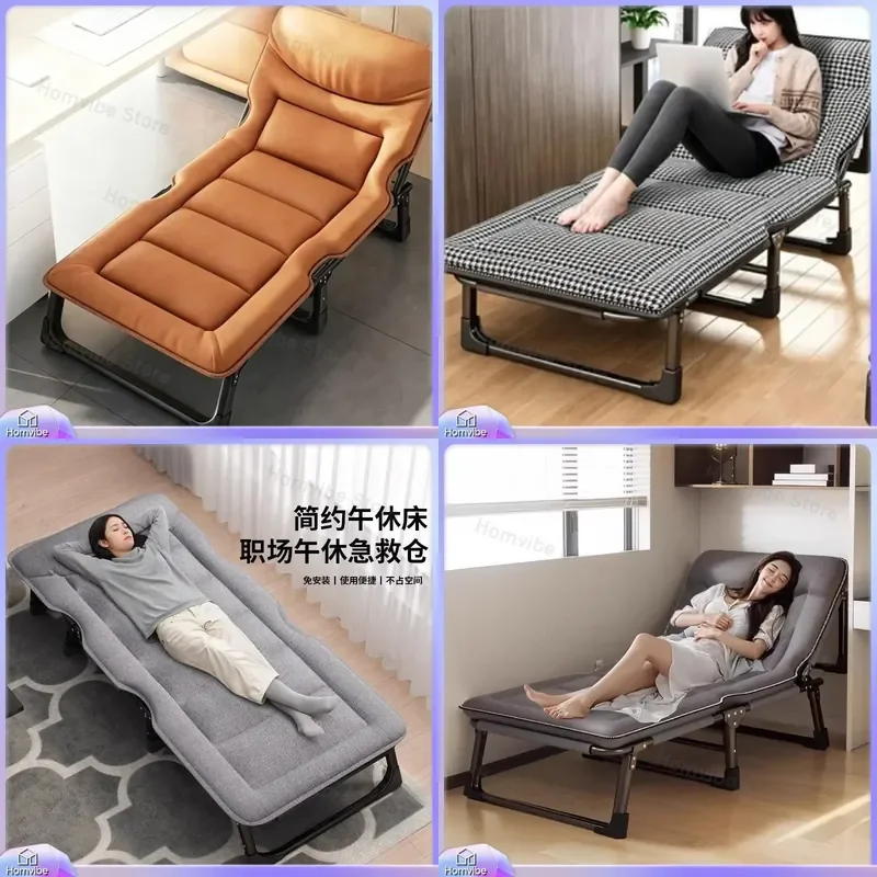 Thickened Folding Bed for Office Lunch Break Single Portable Reinforced Nap Bed Compact Travel Cot for Rest and Relaxation