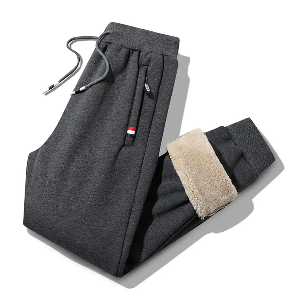Pantaloni termici durevoli e caldi in lana d'agnello invernale da uomo con coulisse per pantaloni sportivi da jogging fitness