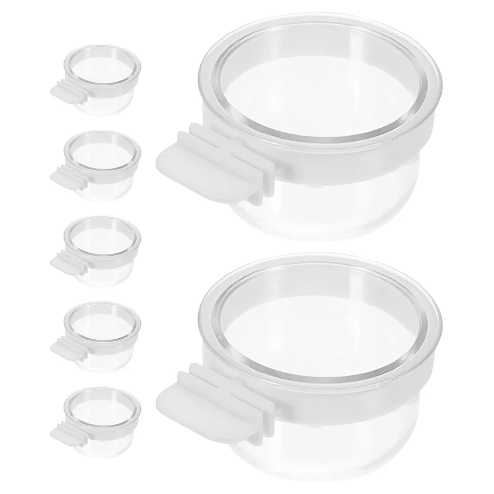 

7Pcs Parrot Feeder Bowls Detachable Transparent Plastic Bird Food Cups for Cage Accessories Small Birds Cockatiels Parakeets