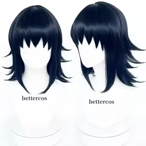 Anime Cosplay Wigs Makomo Role Playing Wigs Halloween Cosplay Tanjirou Zenitsu Black Wig