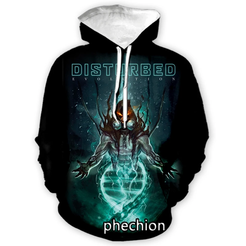 phechion Men/Women Disturbed Rock Band 3D Print Long Sleeve Hoodies Casual Hoodies Loose Sporting Pullover A168