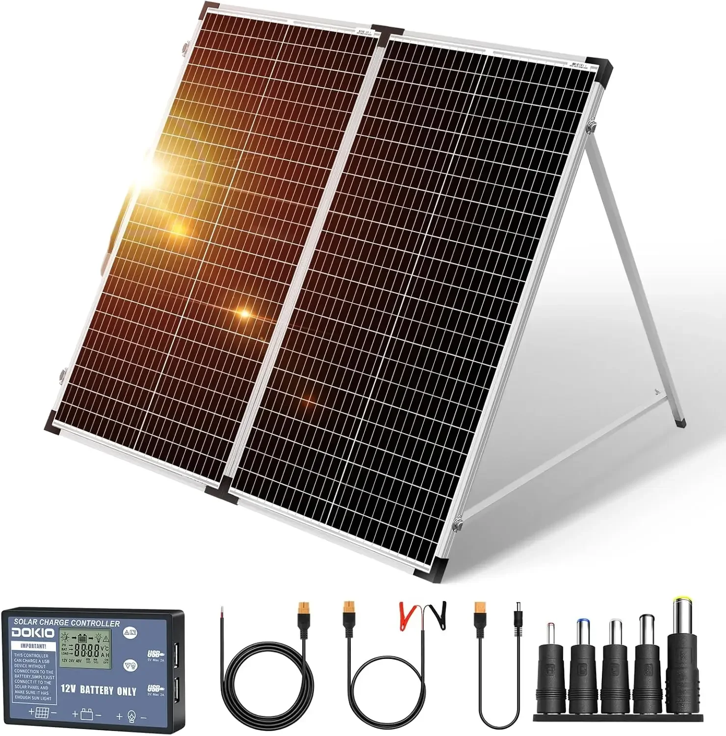 Portable Foldable 150W 18v Solar Suitcase Monocrystalline, Folding Solar Panel Kit with Controller to Charge 12 Volts