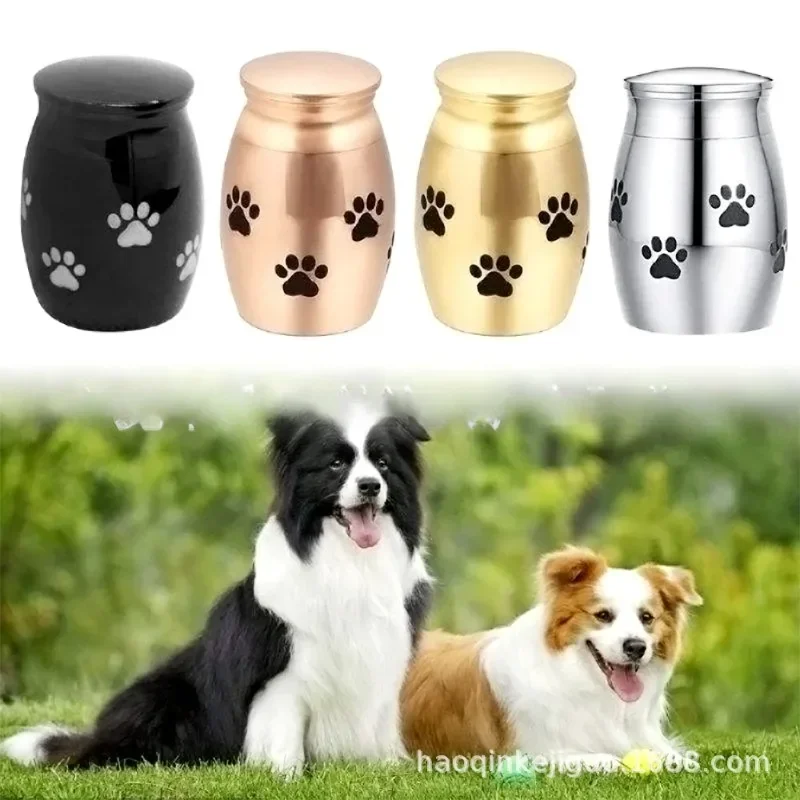 Aço inoxidável Pet Cremação Urnas, Ash Memorial Container, Puppy Paw Ash, cão e gato, perfeito Descansando Caixões Lugar, 5 cores