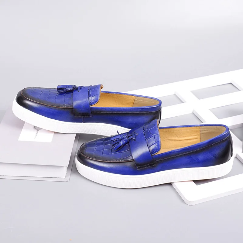 

CLAIAMI Handmade Cow Leather Retro Men Sneakers Slip-on Loafer Casual Shoes for Men Flatform Luxury Men Shoes Zapatos De Hombre