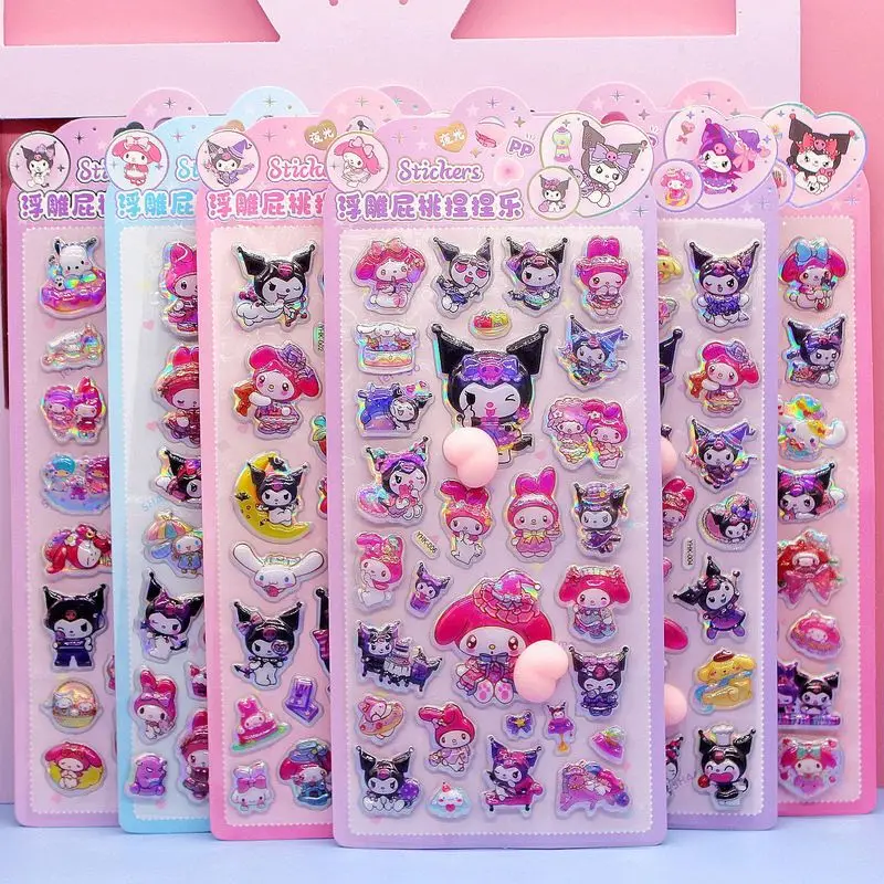 

Kuromi My Melody Stitch 3d Relief Puffy Squishy Stickers Glossy Iridescent Diy Decorations For Kids Phone Case Water Bottle