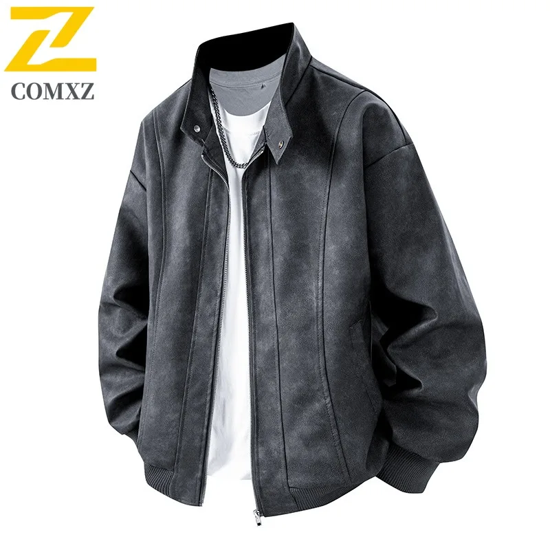 

​ COMXZ Мужская спортивная куртка для отдыха на открытом воздухе, зимняя водонепроницаемая куртка с воротником-стойкой, мотоциклетный байкерский стиль, теплая холодная погода ​ Пальто 2025г