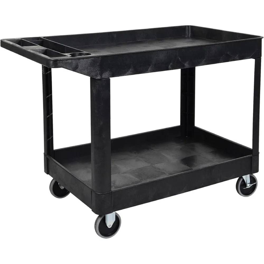 

Large-Capacity Dual-Shelf Rolling Utility Cart with Wheels for Industrial and Warehouse Applications