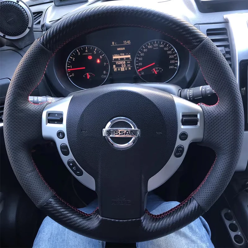 

Сшитый вручную чехол на руль автомобиля для Nissan qashqai X-Trail Nissan NV200 Rogue из микрофибры с оплеткой на руль