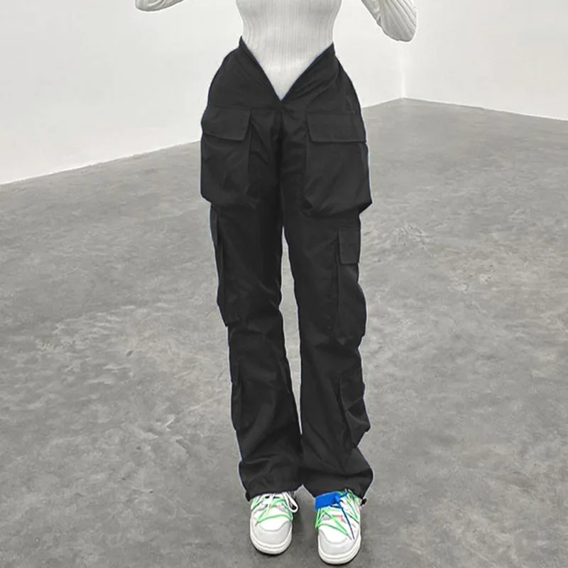 Calças compridas casuais de cintura alta para mulheres em azul Klein Trendy Street Sle Workwear com kets Loose Fit Coleção de primavera