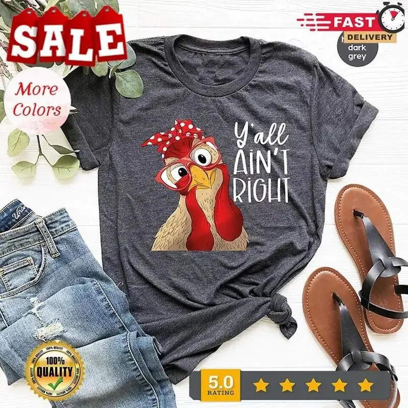 

Funny Chickens T Shirt Animal Farm for Women Cute Farmer Outfit