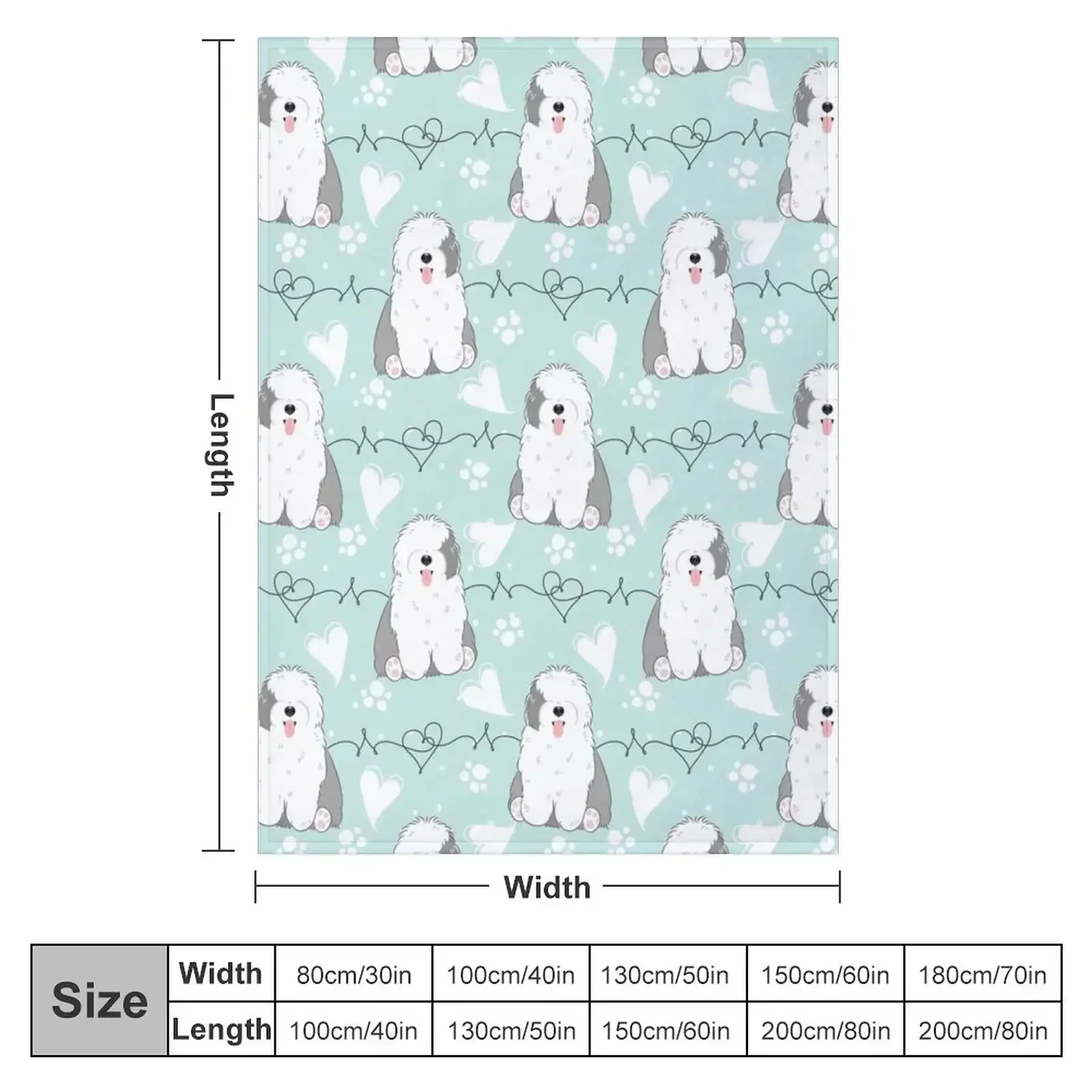 LOVE Old English Sheepdog - Gray and White 2 Throw Blanket couch cozy soft plush fuzzy picnic outdoor blanket