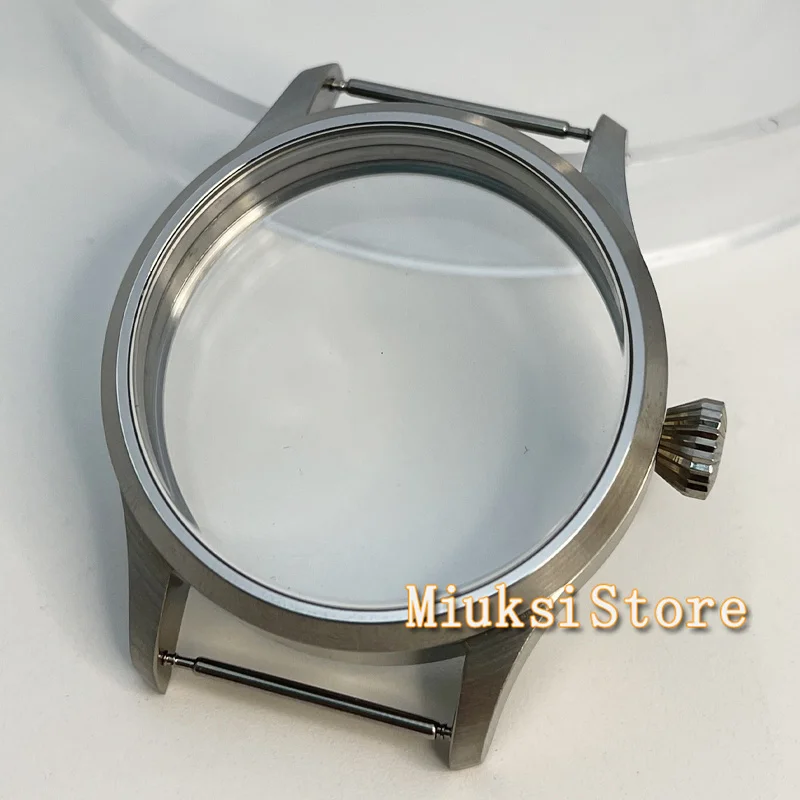 Watch case 42mm sapphire glass case  ETA6497 6498 Seagull ST3600 ST3620 ST36 movement copper black steel case watch parts